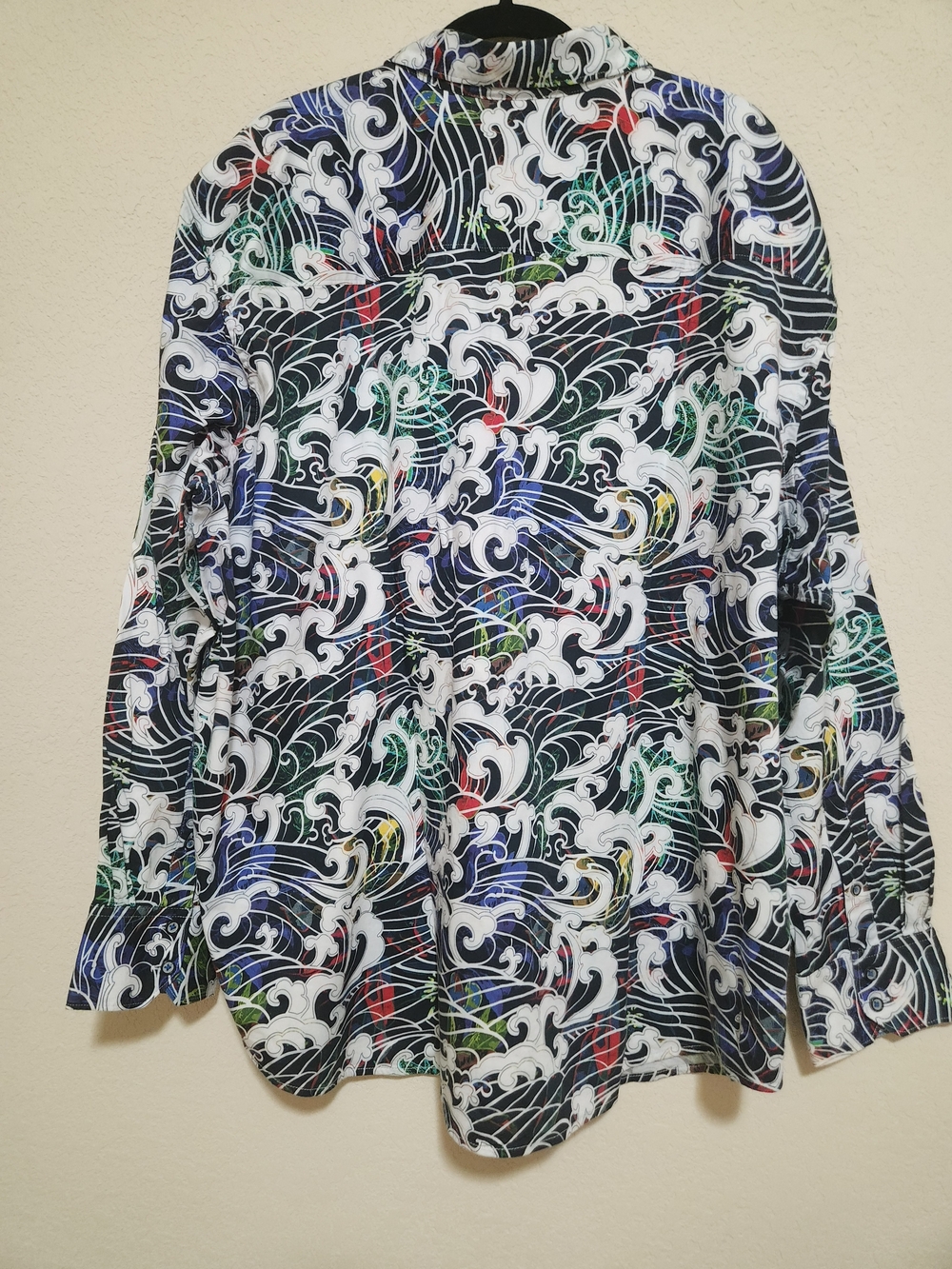 Robert Graham Multicolor Wave-Pattern Button-Up Long-sleeve Shirt Size 3XL - Picture 2 of 13